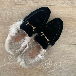 Gucci Black horsebit slip on loafers